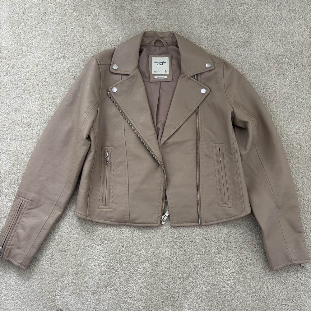 Abercrombie & Fitch Women's Beige Leather Jacket